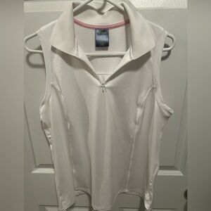 Tek Gear White Polo Collar Sleeveless Tank Golf Shirt